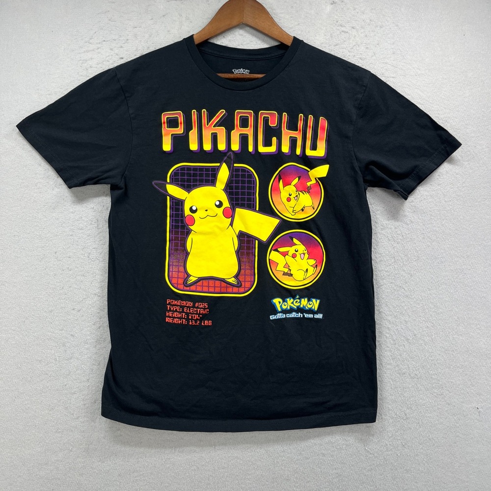 Pokemon Pikachu Graphic T Shirt Mens Medium Black Short Sleeve Retro Streetwear